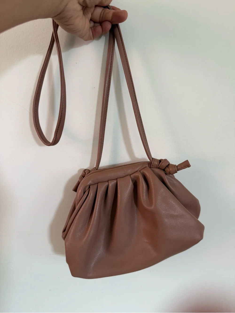 Like Dreams Bottega Inspired Mini Pouch Shoulder  Crossbody Clutch bag Blush Tan